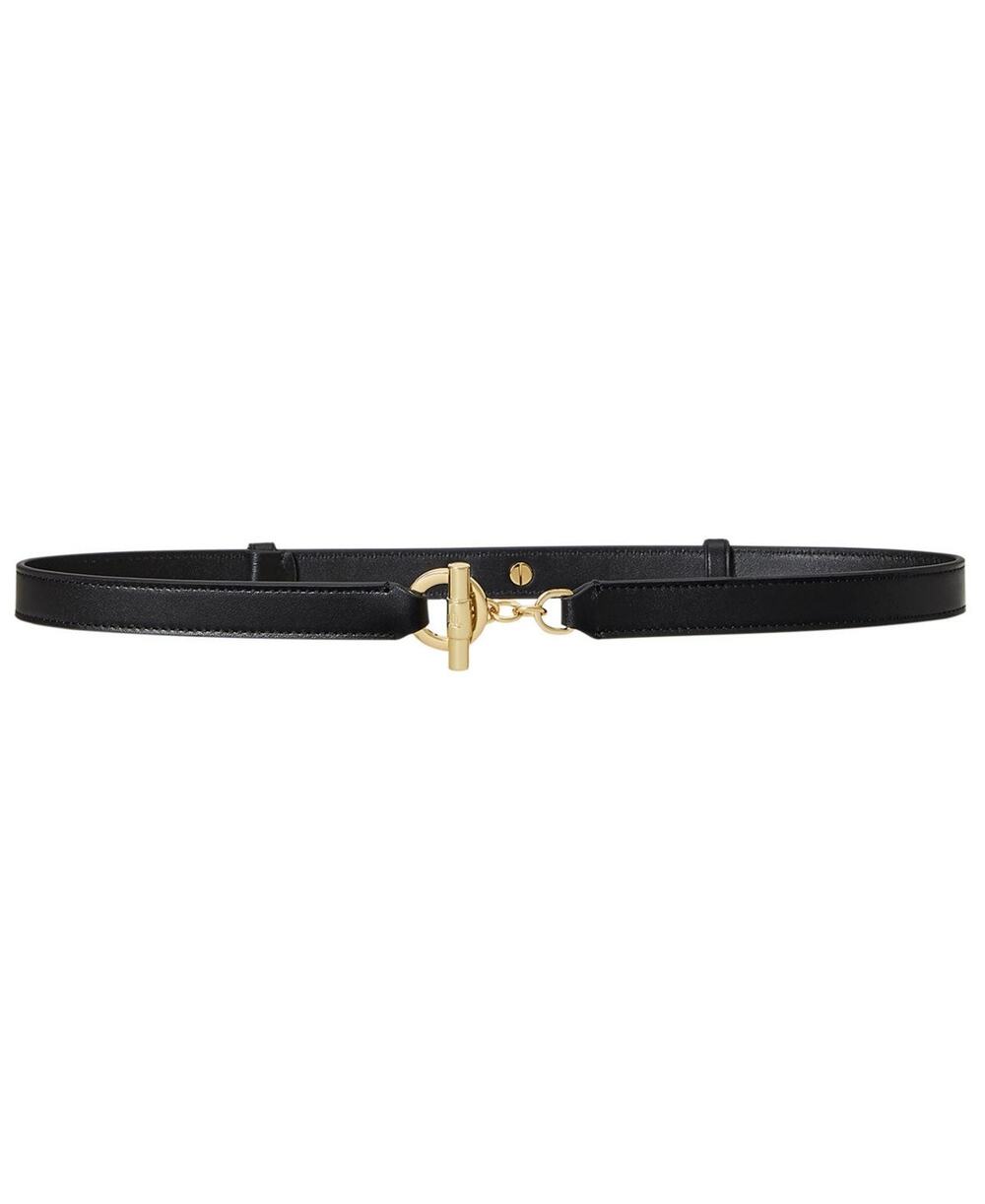 Lauren Ralph Lauren Leather Toggle Skinny Belt Black Small